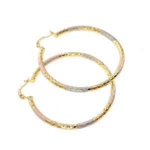 14K Gold Plated Tri Color Hoop Earrings